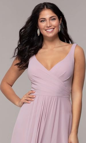 Women's V Neck Chiffon Bridesmaid Dresses for Women with Slit A Line Long Formal Evening Gown2