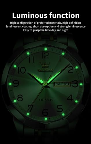 Image of OLEVS Watch for Men Simple Business Dress Analog Stainless Steel Waterproof Luminous Date Easy Read Men Wrsit Watch
