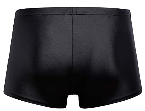KGKE Swim Boxer Briefs Short Swim Jammer Camo Racer Mens Square Leg Swimsuit… (Black, M)