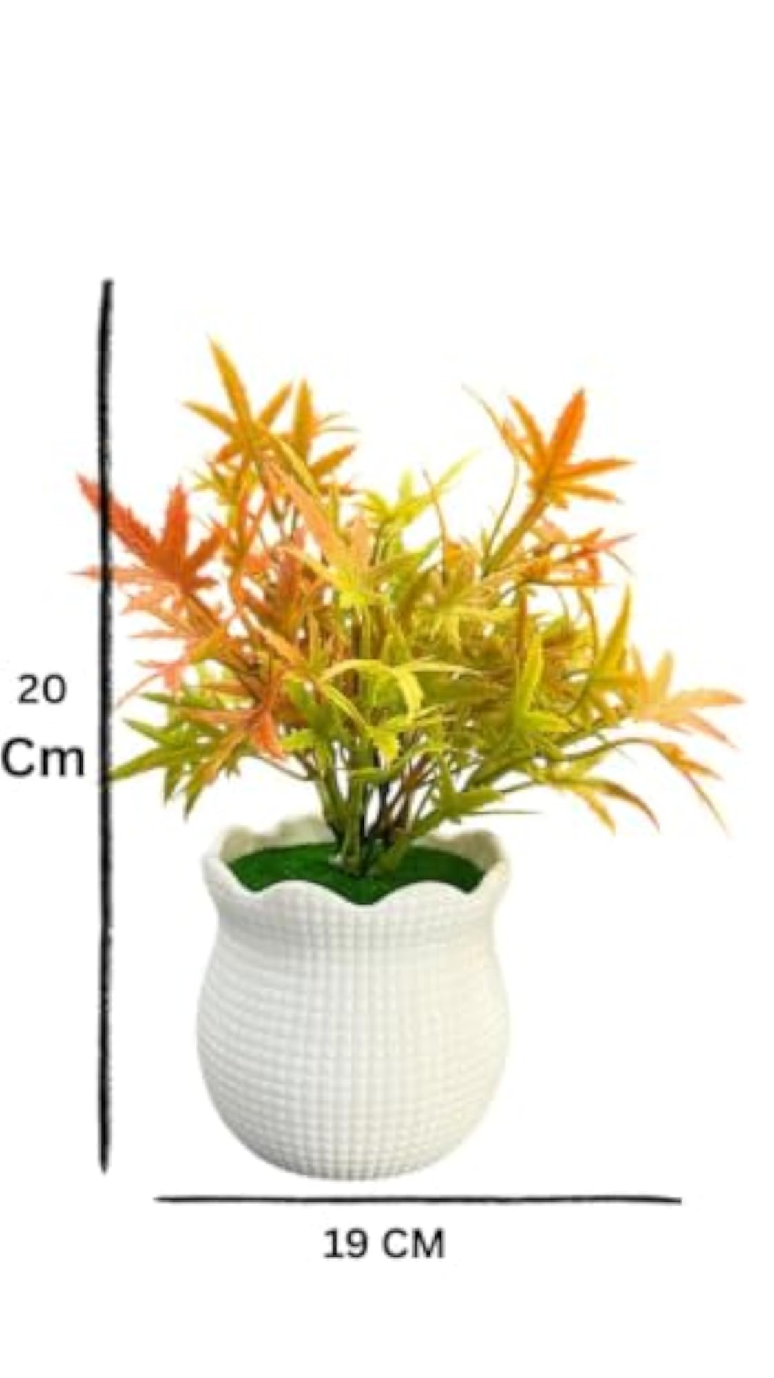 Set of 3 Artificial Orange Maple Leaf Plants in White Pot