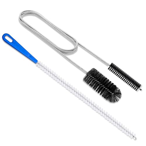 Quelcc 2 Pièces Brosse de Nettoyage Flexible à Double tête, Furet Deboucheur, Outil de Débouchage d'évier, Débouchage Canalisation, pour Nettoyer...