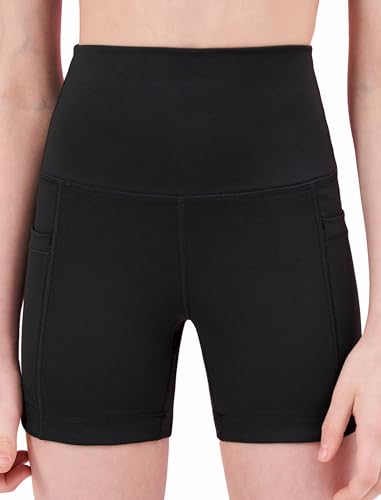 EXARUS Short feminino de vôlei de compressão para motociclista com bolsos para jovens dança ioga, Co