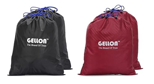 Image of Gellon 4 Pc Shoes Bag in Umbrella Cloth for Travel & Storage Travel Organizer for Women & Men Travel Accessories Shoes Cover Pouch Shoes Bag for Travel Essentials in Black & Maroon Color