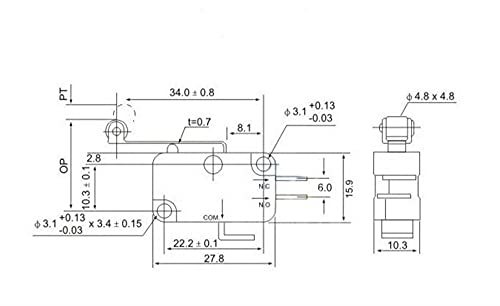 Micro interrupteur de limitation V-15-1C25 pour sécuriser la fin de course 15A - 6