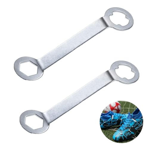 WTUSGA Chiave per punte da pista, 2 pezzi, doppia interfaccia, in alluminio, antiscivolo, strumento di regolazione per scarpe da calcio M5, argento