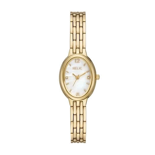 RELIC by Fossil Womens Beatrice Three-Hand Gold Alloy Metal Bracelet Watch Gold Watch for Women