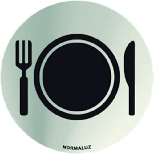 Normaluz Rd797018 - Señal Adhesiva Redonda Restaurante Acero Inoxidable Adhesivo 0,8 Mm 7 Cm Con Cte, Ripci