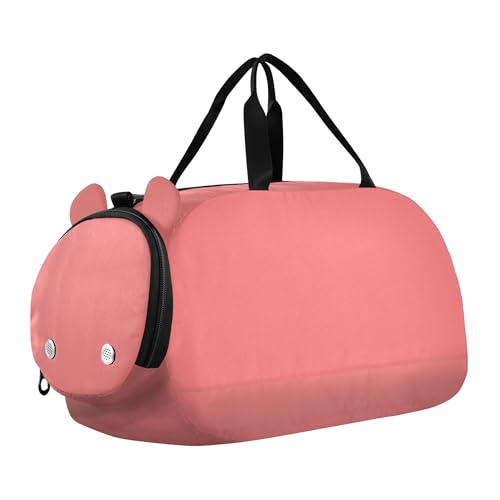 Plain Pink Solid Color Youth Sports & Travel Duffle Bag with Shoe Compartment,Waterproof Gym Bag for Girls and Boys (Overnight Essentials Organizer)
