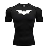 FitKairosis Bat Black Batman Compression Shirt for Men Fitness Muscle Wear Shirt Gym Clothes Shirts (US, Alpha, Medium, Regular, Regular, Standard, Black)
