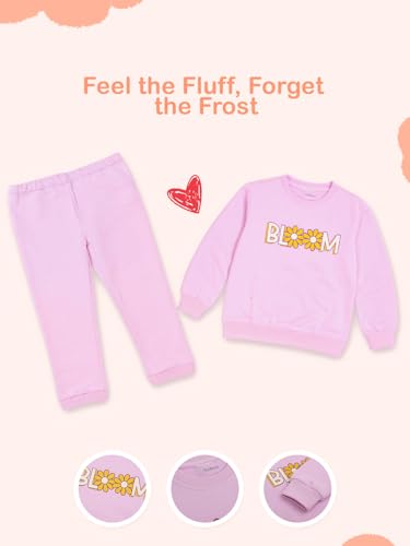 Image of Kidbea Premium Winter Co-ord Set for Girls | Soft Cotton Sweatshirt & Bottom | Stylish, Skin-Friendly & Comfortable Kids Wear