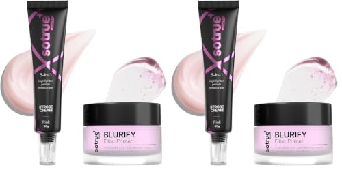 Image of Sotrue Blurify Face Primer + Strobe Cream Pink Combo | Smooth Makeup Base & Radiant Glow | Hydrating, Lightweight & Non-Sticky | For All Skin Types (Pack of 2)