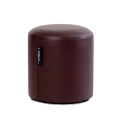 MiPuf - Puff Taburete Redondo | Puff con Relleno Incluido Válido como Reposapies Salon | Taburete Dormitorio Versatil con Estructura Sólida y Amoldable | Tapizado para Exterior | Chocolate