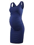 Liu & Qu Women's Maternity Sleeveless Tank Dresses Mama Scoop Neck Baby Shower Vestido Navy L