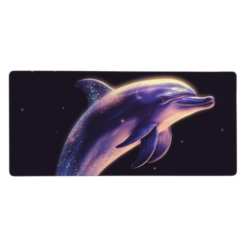 大型デスクマット 35.4 x 15.7インチ 拡張ゲーミングマウスパッド XXL グリッター ドルフィン キーボードマット ロングマウスパッド デスクデコレーション ライティングパッド デスクトップマット ノートパソコン マウスパッド オフィス ホーム用