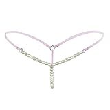 YOOJOO Women's Sexy Low Rise G-Strings with Pearls Tangas Intimates Underpants Thong Pink One Size