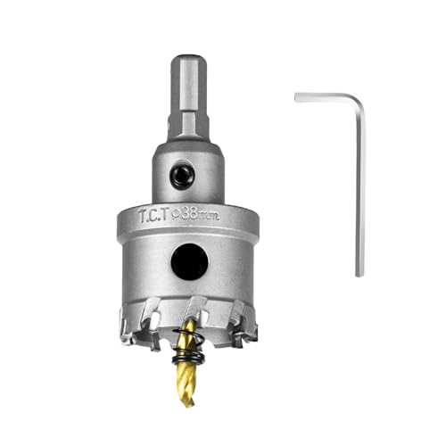 Image of SALI 1-1 /2 inch (38mm) TCT Hole Saw Kit Tungsten Carbide Tipped Hole Saw Drill Bit with Titanium-Plated Pilot Drill bit for Metal, Stainless Steel, Iron, Plastic