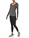 Amazon Essentials Women's Slim-Fit Long Sleeve V-Neck Knit Rib Shirts, Pack of 2, Black/Charcoal Heather, Small