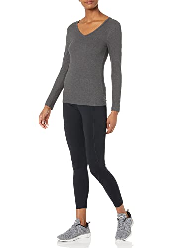 Image of Amazon Essentials Women's Slim-Fit Long Sleeve V-Neck Knit Rib Shirts, Pack of 2
