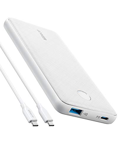Anker PowerCore Slim 10000 PD Arctic White, 10000mAh Portable Charger USB-C Power Delivery (18W) Power Bank for iPhone 8/8+/X/XS/XR/XS Max, Samsung Galaxy S10, Pixel 3/3XL, iPad Pro 2018, and More