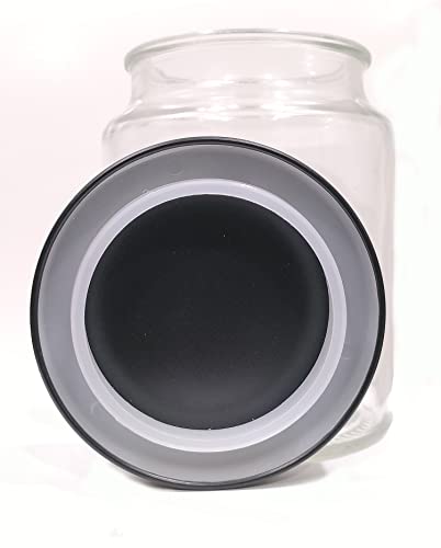 Image of Piraml Glass Transparent Jars & Containers for Kitchen Pantry, Snacks, Masala, Pickles, Dry Fruits, Coffee Beans Storage with Black Color Double Layer Metal Pop Lid (Set Of 4) (770ml Round Black Cap)