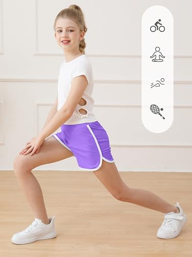 Image of Resinta 4 Packs Girls Soccer Shorts Toddler Girls Athletic Shorts Quick Dry Workout Dolphin Kids Active Shorts