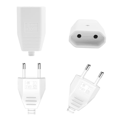 Powice 4 St&uuml;ck Euro Stecker Flach,Eurostecker Flach,Eurokupplung,Stecker 250V,2,5A Stecker 2 Polig,Eurokupplung Flach,Europ&auml;ische Flach Stecker,Stromstecker, Schuko Stecker Europ&auml;ischer Stecker(Weiss)