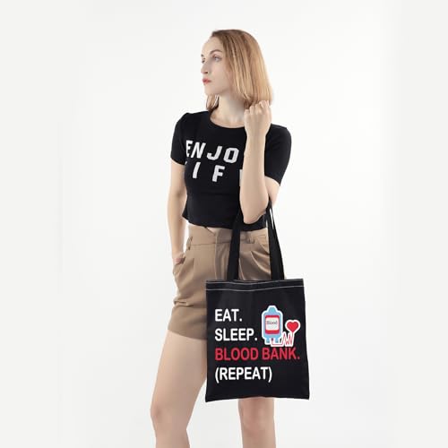 Sac de courses Eat Sleep Blood Bank cabas coton lavable épaule