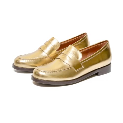 Image of ONEENO Women's Classic Flat Leather Penny Loafer