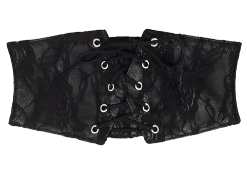 XuoAz Renaissance Underbust Corset Belt for Women - Vintage Stretch Lace-up Leather Wide Waist Corset(for 26