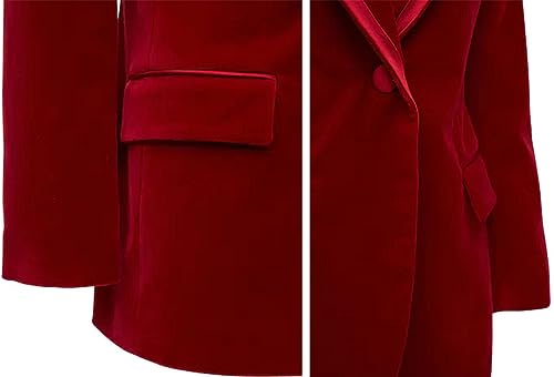 Kromoc Women's Velvet Blazer Peak Lapel Dinner Daily Suit Coat2