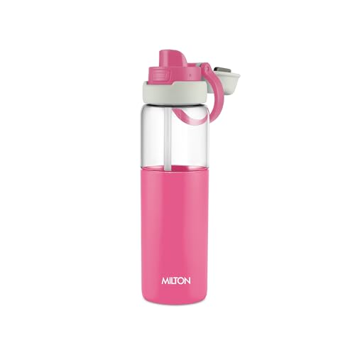 Image of MILTON Navi 800 2-in-1 Lid Sip or Gulp Water Bottle 800 ml | Sturdy Handle I BPA Free| Food-Grade | One-Touch Open | Leak-Proof | Ideal for Office, School, College, Gym, Pink