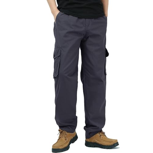 Flexrover Cargo Pants for Men, Stretch Pocket Work Pants with Elastic Waistband and Relaxed Fit