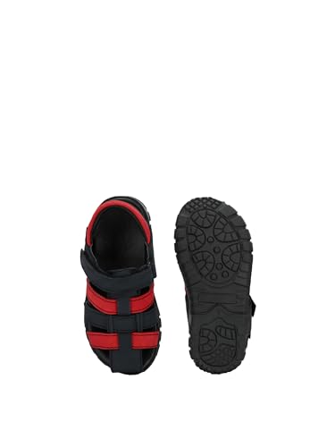 Tuskey Kid's Genuine Leather Cross Stitched Fashion Floater Sandals for Boy