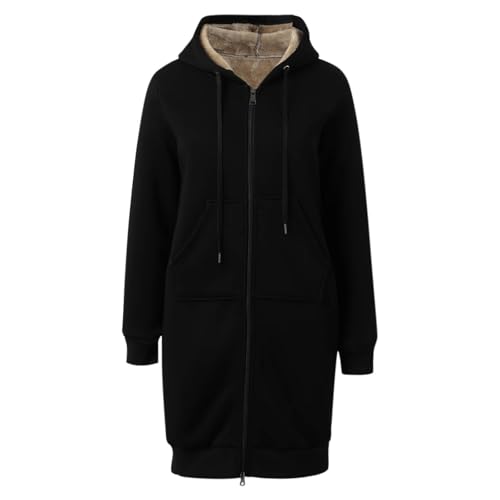 Long Fleece Hoodies For Women Zip Up Hoodie Trendy Casual Oversized Tunic Sweatshirts Fall Winter Jacket Coat Outerwear3