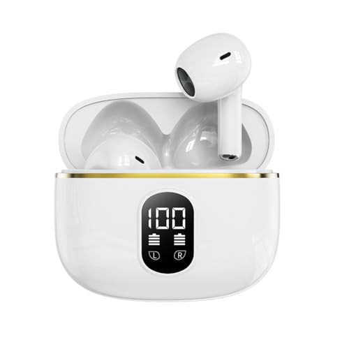 Wireless Earbuds, Bluetooth Headphones Long-Lasting Endurance with Wireless Waterproof Charging Case and LED Power Display, Deep Bass Earphones HIFI Sound with Built-in Mic for iPhone/PC/ipad...