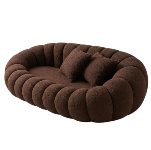 Image of CRAFTCITY 2 Seater Pumpkin Sofa /Loveseat with Accent Pillows |Living Room Couch