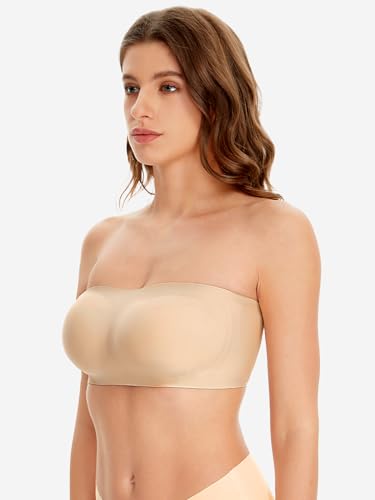 HBselect Strapless Bras for Women Non-Slip Padded Bandeau Bra, Wireless Tube Top Bra Seamless for Large Bust3