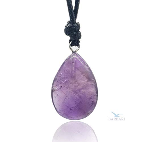 BARBARI Jewelry Amethyst Gemstone Crystal Necklace | Handmade Gift for Him and Her+