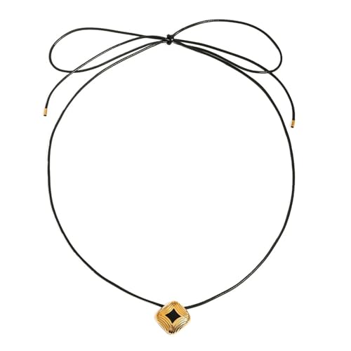 Collier géométrique noir acier inoxydable anti-noircissement pour peau sensible