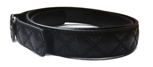Tory Burch 140931 Willa Black With Black Hardware Skinny Quilted 1 Inch Women's Belt2