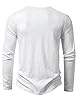 PARKLEES Men's Henley Shirt Casual Muscle Slim-Fit Workout Athletic Long-Sleeve T-Shirts Pure White Small #3