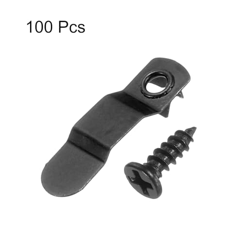 Image of HARFINGTON 100Pcs Picture Frame Backing Hardware Clips with 100Pcs Screws Photo Frame Turn Button Fastener Picture Frame Backing Clips for Craft Hanging Pictures, Black