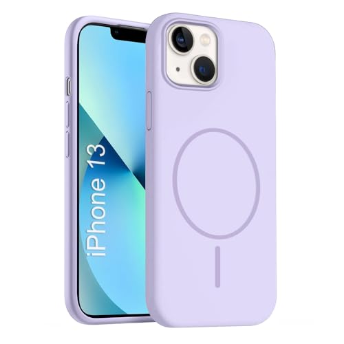 Image of iPhone 13 Silicone Magsafe Case | Shock Proof Design & Camera Protection | Premium Rubberised Apple iPhone 13 Cover (Microfiber Lining) | Magnetic Liquid Silicone - Purple