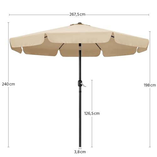 Parasol jardin 268 cm inclinable manivelle taupe Yaheetech