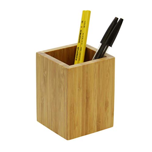 STOBOK Suporte de caneta de madeira de bambu para mesa, suporte para lápis, copo, vaso, pincéis de m