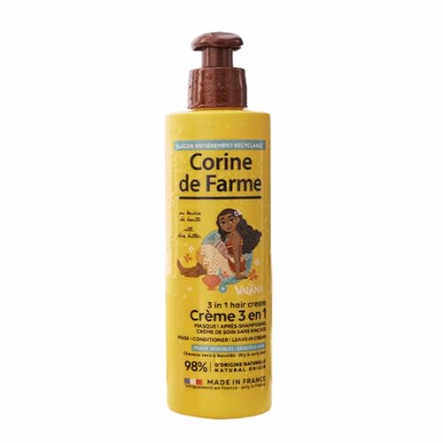 Corine de Farme - Crema per capelli 3 in 1 al Burro di Karité Vaiana, Principessa Disney - Per bambini dai 3 anni - Made in France - 200 ml