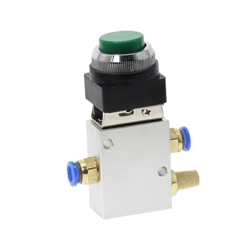 BYLSAGWHT JM-322PPL 1/8' BSP Female Thread 2 Position 3 Way Green High Head Push Button Air Mechanical Valve(JM322PPL-PC4mm)