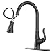 APPASO Pull Down Kitchen Faucet with Sprayer Oil Rubbed Bronze, Single Handle One Hole High Arc Pull Out Spray Head Kitchen Sink Faucet with Deck Plate