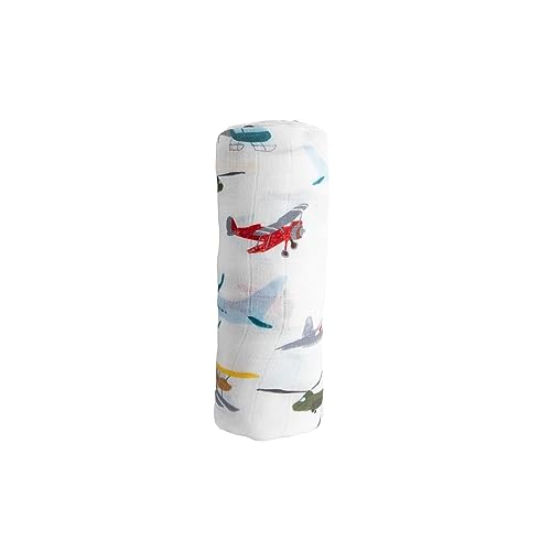 Image of Little Unicorn - Air Show Deluxe Swaddle | Single | 100% Rayon Muslin from Bamboo | Super Soft | Newborns and Infants | Large 47 inch x 47 inch | Machine Washable