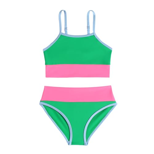 Image of Little Girl Swimsuit Casual Swimwear Kids Two Piece Color Block Bathing Suits Beach Bikini Set 3-12Years